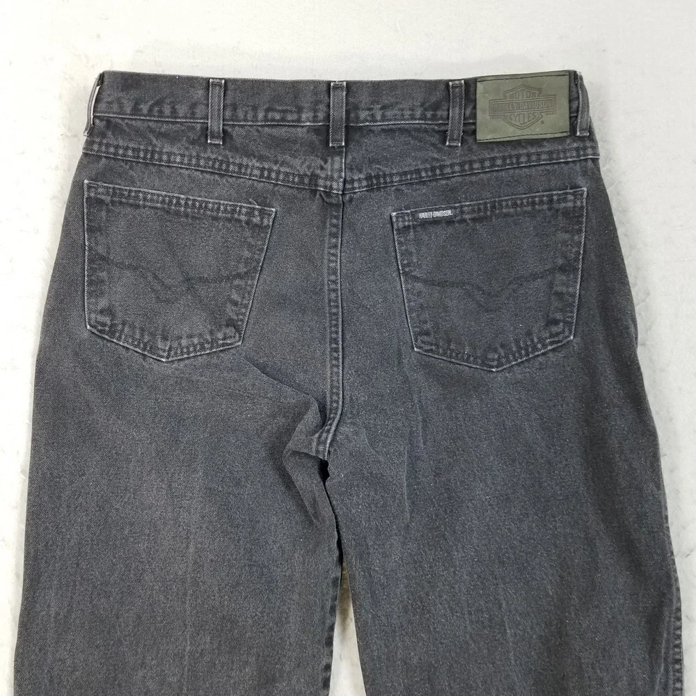 Harley Davidson Jeans Mens 38x32 Black Traditional Fit Faded Denim Straight Leg